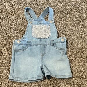 DKNY Kids Light Blue Denim Overalls with Pocket Detail